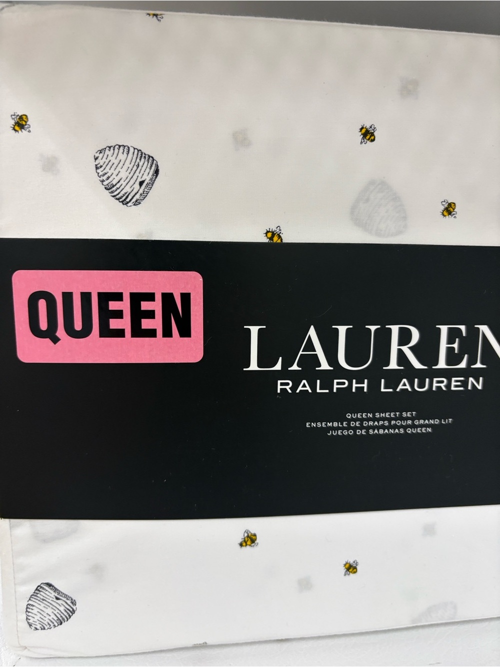 Ralph Lauren Bumble Bee Hive Flowers 4PC QUEEN Sheet Set 100% Cotton